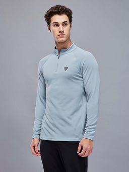 Technosport - Blue Men's Solid Slim Fit Sports Sweatshirt with Elasto Plus