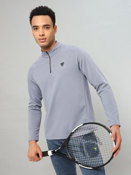 Technosport - Blue Men's Solid Slim Fit Sports Sweatshirt with Elasto Plus