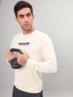 Technosport - Off White Men's Slim Fit Sports Sweatshirt with Elasto Plus