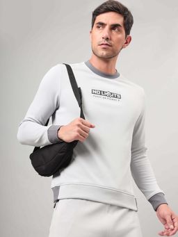 Technosport - White Men's Slim Fit Sports Sweatshirt with Techno Warm