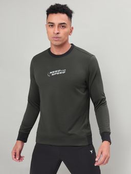 Technosport - Green Men's Slim Fit Sports Sweatshirt with Techno Warm
