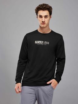 Technosport - Black Men's Slim Fit Sports Sweatshirt with Elasto Plus