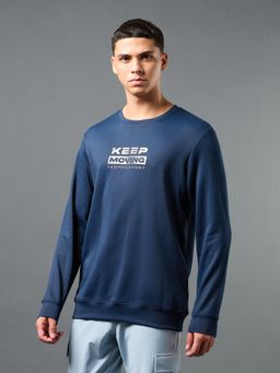 Technosport - Navy Blue Men's Slim Fit Sports Sweatshirt with Elasto Plus