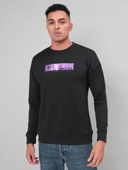 Technosport - Black Men's Slim Fit Sports Sweatshirt with Elasto Plus