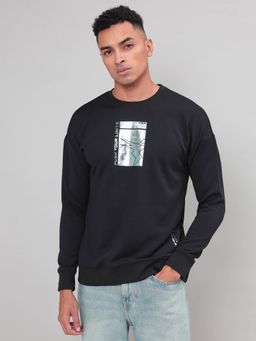 Technosport - Black Men's Slim Fit Sports Sweatshirt with Elasto Plus