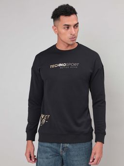 Technosport - Black Men's Slim Fit Sports Sweatshirt with Elasto Plus