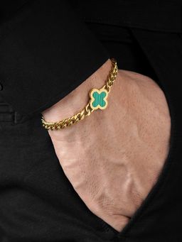 SWASHAA - Clover Chain Mens Bracelet - Green