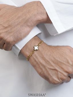 SWASHAA - Clover Chain Mens Bracelet - White
