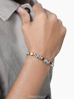SWASHAA - Christo Mens Beaded Bracelet - Silver