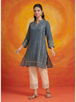 Lakshita - Akshi Teal Embroidered Kurta