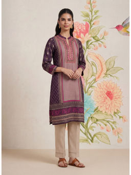 Lakshita - Moor Purple Printed Long Kurta