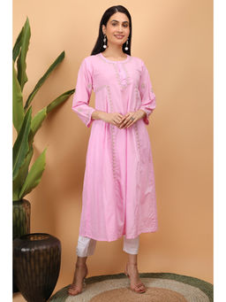 Shwet Heritage - Pink Hand Embroidered Chikankari Kali Kurta