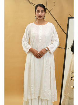 Shwet Heritage - White Hand Embroidered Chikankari Jaipuri Kurta