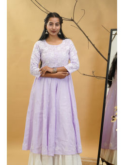 Shwet Heritage - Purple Hand Embroidered Chikankari Anarkali Kurta