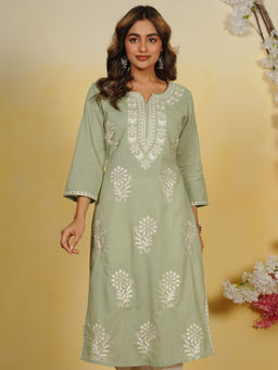 ARAMYA - Slob cotton Straight Kurta for Women
