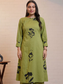 ARAMYA - Soft Cotton Straight Floral Print Kurta for Women