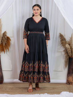 ARAMYA - Soft Cotton Tiered Anarkali Kurta for Women