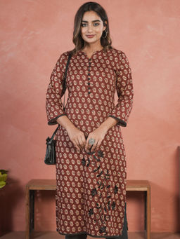 ARAMYA - Soft Cotton Straight Butti Print Kurta for Women
