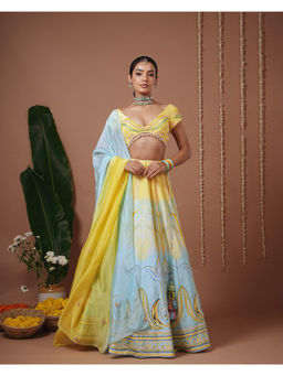 AHI Clothing - Yellow Heavy Printed and Embellished Lehenga and Blouse with Dupatta