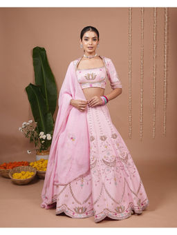 AHI Clothing - Baby Pink Heavy Lehenga and Blouse with Dupatta