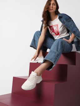 VERO MODA - Women Graphic Printed White Casual T-shirt