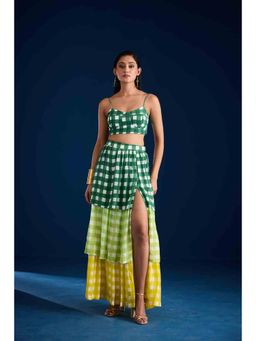 Aapro Label - Selah Tier Skirt With Stitched Blouse - Multi-Color