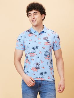 Being Human - Light Blue Half Sleeves Polo Neck T-Shirt