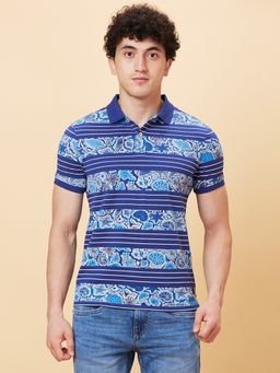 Being Human - Blue Half Sleeves Polo Neck T-Shirt