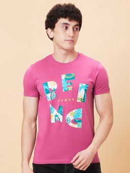 Being Human - Pink T-Shirt Half Sleeves Crew Neck