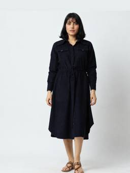 LOMA - Navy Blue Drawstring Dress