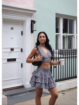 Shubh Shree Studio - Checkmate Black Top with Skirt