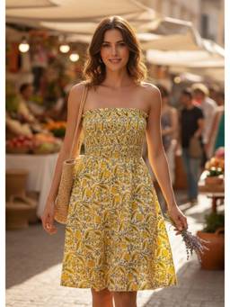 That Romeo - Yellow Golden Bloom Smocked Dress