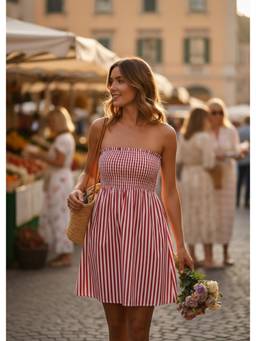 That Romeo - Red Ruby Riviera Smocked Dress