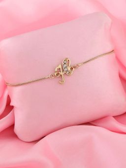 Estele - Gold Plated Opulent H Initials Bracelet with Crystals for Men and Women