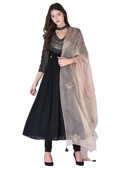 Neha Tarun - Embellished Pleated Anarkali Kurta with Churidar and Dupatta (Set of 3)