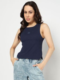GAP - Women Navy Blue Solid Slim Tank Top
