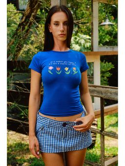 Bonkers Corner - Women Blue Joy Check Baby Top