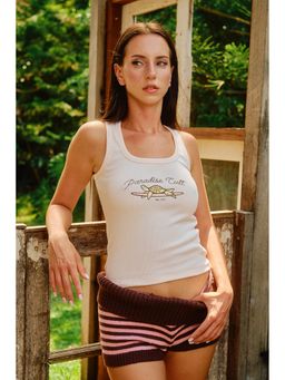 Bonkers Corner - Women White Paradise Baby Tank Top