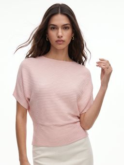 Outzidr - Women Pink Relaxed Sleeve Textured Top