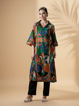 CUSTARD - Multi-Color Printed Cotton Kurta with Pant