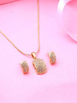 Estele - Gold Plated Graceful Designer Necklace Set With Sparkling Crystals For Women (Set of 2)