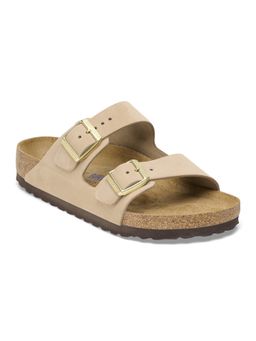 Birkenstock - Arizona Soft Footbed Women Beige Nubuck Leather Two Strap Sandals