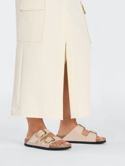 Birkenstock - Arizona Big Buckle Women Beige Natural Leather Two Strap Sandals