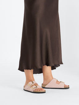 Birkenstock - Arizona Big Buckle Women Soft Pink Nubuck Leather Two Strap Sandals