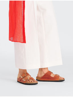 Birkenstock - Arizona Big Buckle Women Orange Natural Leather Oiled Two Strap Sandals