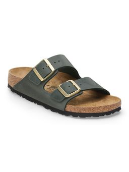 Birkenstock - Arizona Women Green Waxy Leather Two Strap Sandals