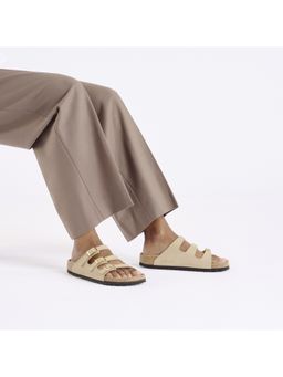 Birkenstock - Florida Fresh Women Beige Nubuck Leather Multi Strap Sandals