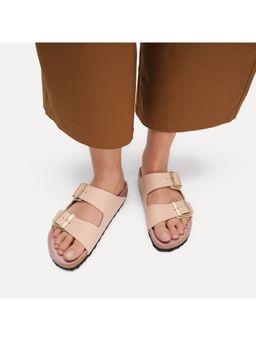 Birkenstock - Arizona Women Triples Beige Birko-Flor Two Strap Sandals