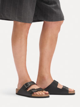 Birkenstock - Arizona Men Black Natural Leather Two Strap Sandals