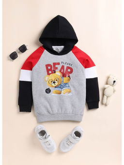Lazy Shark - Boys Grey Graphic Printed Hooded Sweatshirt